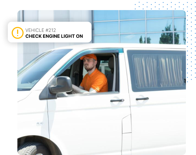 Check engine light on alert