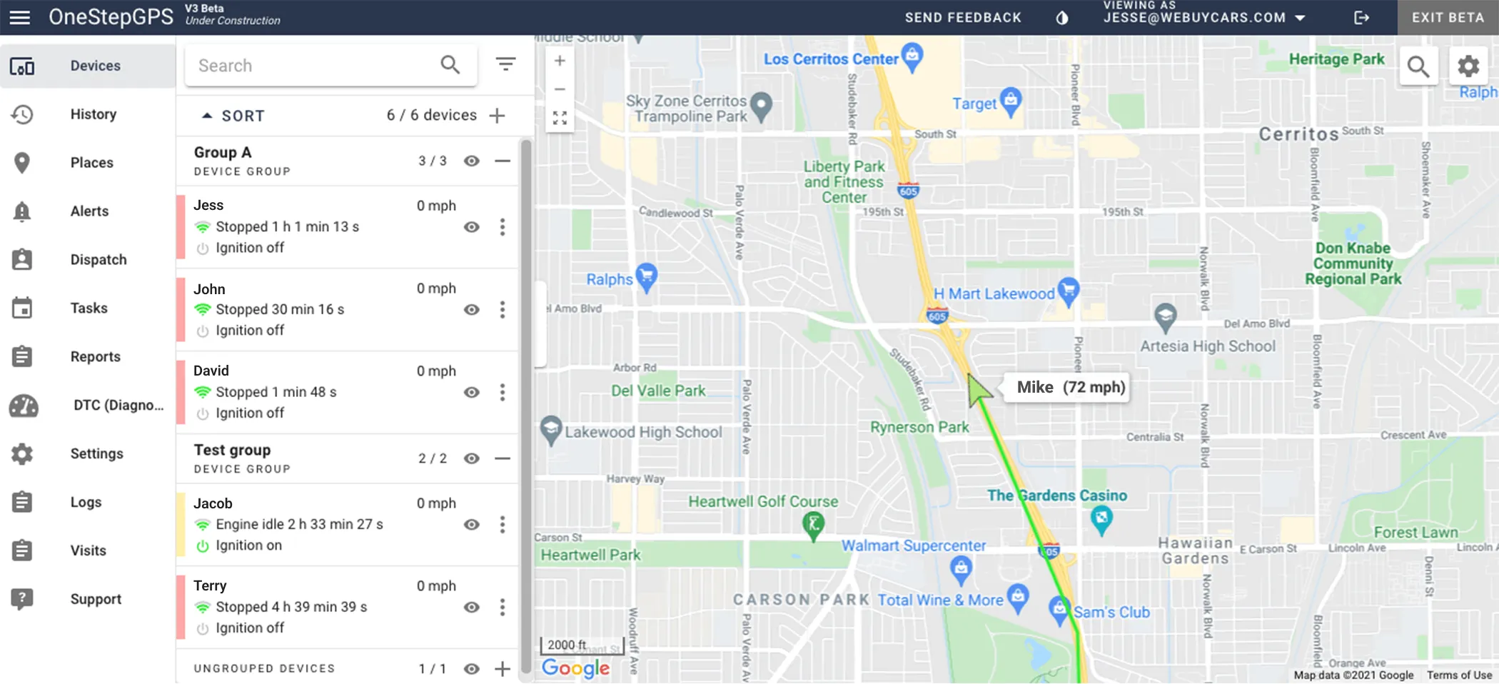 One Step GPS Dashboard