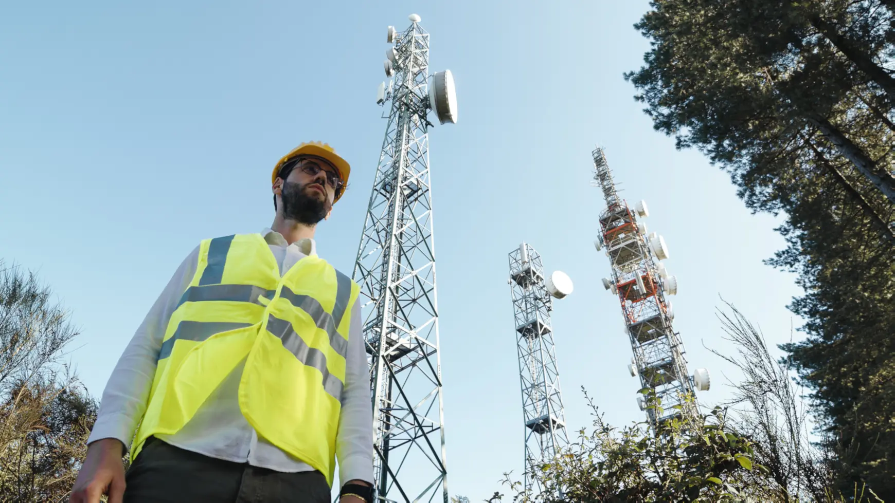 Telecommunications engineer on job site