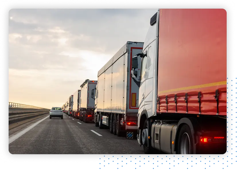Trucks in traffic